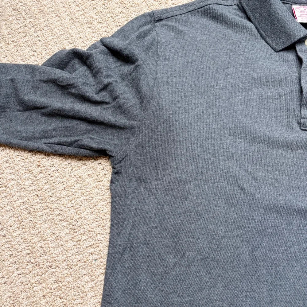 Brooks Brothers Mens Gray Long Sleeve Supima Performance Polo Shirt Original M